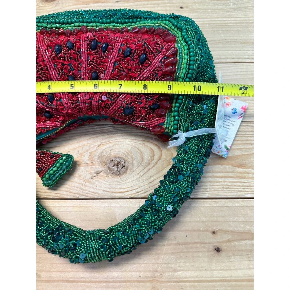 Made in India Handcrafted Beaded Watermelon Handbag Fruit Novelty Purse NEW